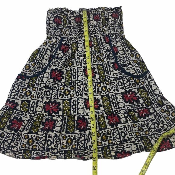 ABSTRACT Cartoon Floral Strapless Button Dress - Picture 7 of 9